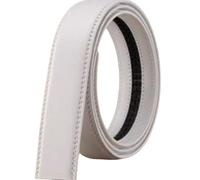 Tingyilan Correa de cinturón de piel sintética para hombre, sin hebilla ni agujeros, diseño deslizante ajustable con bloqueo automático, correa de repuesto de 35 mm (1 3/8"),blanca,115cm