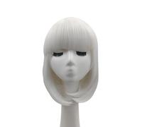 Tingyilan Glow in The Dark Peluca, Peluca Luminosa Recta Sintética Brillante de Longitud Corta Bob Blanco con Peluca Flequillo Disfraz de Cosplay de Fiesta,Beige