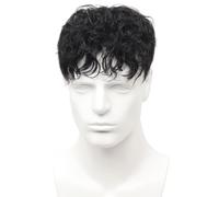 Tingyilan Leslie Rizo Estilo Hombre Pelucón, Suave Delgado De Moda Transpirable Hombres Adorno De Cabello Peluca Reemplazo De Cabello Para Hombre Pieza De Pelo Para Cosplay,Negro,18x20cm