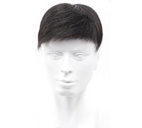 Tingyilan Men Hair Tropper Natural Black Short Men Topper Wig Sistemas de reemplazo de peluquín de cabello humano real con 4 clips y 10 cintas de doble cara,Short,16x18cm