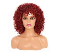 Tingyilan Pelucas Afro Rizadas Y Rizadas Cortas Con Flecos Peluca De Pelo De Los Años 80 De Aspecto Natural Con Flequillo Sintético Para Mujeres Negras Para Cosplay Y Diario,39a