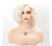 Tingyilan Pelucas Cortas Rizadas en Capas para Mujer Peluca Vintage 1920S Peluca Natural Finger Wave Sintética Diaria Cosplay Fiesta Disfraces,blanca