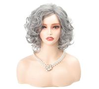 Tingyilan Pelucas Cortas Rizadas en Capas para Mujer Peluca Vintage 1920S Peluca Natural Finger Wave Sintética Diaria Cosplay Fiesta Disfraces,Gris