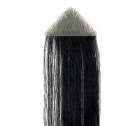 Tingyilan Peluquín en forma de triángulo de línea de cabello para hombre Extensión de cabello humano real Patillas invisibles Pelucón Flequillo Sistema de reemplazo,Negro,3x3x4cm