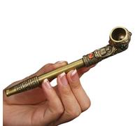 Tingyilan Pipa de Fumar de latón Tabaco, Metal y Piedra Preciosa Falsa Pipa Recta, portátil fácil de Limpiar con filtrado para Hombres, sin nicotina,S