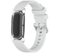 TingYR Correas Compatible con Google Fitbit Air, Funda Protectora y Correa de Silicona Desmontable, Ajustable, Suave y Cómoda. Gris Claro