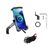 TINGYUS Soporte Navegador Moto Soporte para Teléfono De Motocicleta con Rotación Horizontal 360°, Cargador Inalámbrico QC3.0, Móvil para Inteligente Porta Movil(A QC3.0 and Wireless)