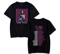 Tini Stoessel Tour Merch - Camiseta para mujer y hombre, casual, cuello redondo, manga corta, retro, clásica, cantante, Negro, 36