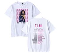 Tini Stoessel Tour Merch - Camiseta para mujer y hombre, casual, cuello redondo, manga corta, retro, clásica, cantante, blanco, 42