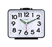 Tinload Reloj despertador de campana fuerte de 4.2 pulgadas para adultos que duermen mucho, silencioso, sin tictac, repetición, iluminado bajo demanda, relojes despertadores que funcionan con pilas