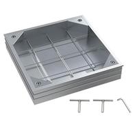 TINMAGI Tapa de Alcantarilla de Aluminio 300x300 mm, Aleación de Aluminio, Tapa de Alcantarilla Incrustada con Marco, Tapa de Registro Empotrada, Tapa de Inspección Invisible para Interior y Exterior