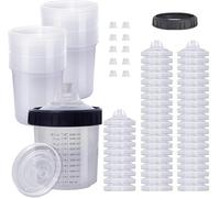 TINMAGI Vaso Medidor para Pistola de Pintura, Vaso Mezclador para Sistema de Pulverización de Pintura HVLP, Kit Pistola Desechable, 50 Tapas y Vasos 600 ML con Escala, Para Proyectos de Arte, Coche