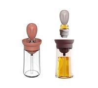 TINMIX Botella de Aceite con Pincel, 2 Piezas 180ML, Dispensador de Aceite de Oliva de Cocina, Botellas de Condimentos 2 en 1 para Cocina, Barbacoa,Freír,Picnic, Parrilla TOB21 Gris + Rojo