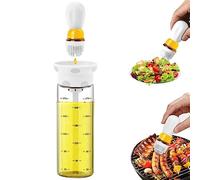 TINMIX Dispensador de aceite con cepillo de 300 ml, 2 en 1, botella dispensadora de aceite de oliva para cocina, vidrio, botella de aceite de cocina, color blanco