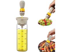 TINMIX Dispensador de aceite de 300 ml con cepillo de silicona para barbacoa, botella dispensadora de aceite de oliva 2 en 1, para cocina, hornear, ensalada, color gris