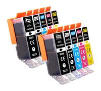 Tinnee PGI-520 CLI-521 Cartuchos compatibles con Canon PGI520 CLI521 para Canon Pixma IP3600 IP4700 IP4600 MP870 MP860 MP980 MP540 MP550 MP990 MP620 MP560 MP630 MP640 MX870 MX860 (10 unidades)