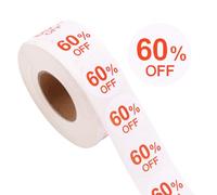 Tinoaly 1000 Pegatinas con 60% Descuento, Etiquetas Redondas Promoción Letreros de Liquidación para Promociones de Venta Minorista (Diámetro 25mm)