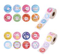 Tinoaly 1000 Uds Pegatinas Dentales, 3,8cm Bonitas Pegatinas Dentales en 16 Estilos Premio para Dentistas Decoración de Higiene Dental para la Escuela el Hogar Profesores y Padres