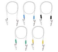 Tinoaly 10uds Clips para Sujetar Baberos Dentales, Porta Baberos 48cm con Cadena Servilletas y Cordón Cuello con Pinzas Cocodrilo para Restaurantes Clínicas Dentales y Dentistas (5 Colores)