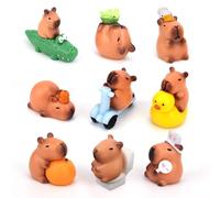 Tinoaly 12uds Mini Capibaras de Resina, Adornos de Animales Diminutos Accesorios Jardín en Miniatura para Decorar Tartas Casas Muñecas Salpicaderos Coches y Jardines Hadas