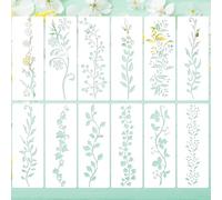 Tinoaly 12uds Plantillas de Hojas, 30,5x11,5cm Plantilla de Rama Floral Reutilizable Plantillas Dibujo Decorativas para Manualidades Bricolaje para Pintar Sobre Madera Lienzo Muebles Pared