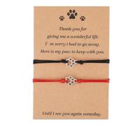 Tinoaly 2uds Pulseras Conmemorativas para Mascotas, Pulsera de La Amistad con Estampado de Patas Regalo Conmemorativo para Amantes de Las Mascotas (Rojo, Negro)