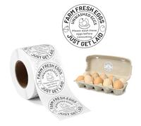 Tinoaly 500 uds Pegatinas Huevos Frescos de Granja, Etiquetas para Huevos Sin Lavar 5cm Redondas Manipulación Pegatinas de Embalaje para Pollos Codornices Granjas Mercados Agrícolas y Suministros