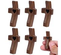 Tinoaly 5pzs Cruces Fidget de Madera, Cruz Pequeña Madera para Oraciones Bolsillo Calmante Sostener Regalos Religiosos para Adultos Niños Pascua & Aliento Diario