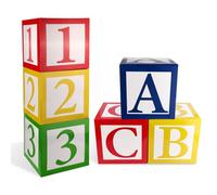 Tinoaly 6uds Cajas con El Alfabeto ABC y 123 Globos, 30x30cm Multicolor Ideal Como Recuerdo de Fiesta de Cumpleaños para Celebraciones Escolares Baby Shower