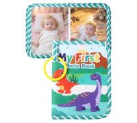 Tinoaly Álbumes Fotos Bebés, Tela Suave Mi Primer Álbum para Recién Nacidos Niños Pequeños Guarda Fotos 15,3x10,1cm Estilo Dinosaurio Libro Recuerdos Familiares con Espejo & Gancho para Baby Shower