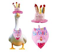 Tinoaly Disfraz de Ganso para Porche Cumpleaños, Conjunto Gorro y Bufanda Pastel Decoración de Pato Ganso Plástico y Cemento 43,18 x 58,42 cm para Jardín Exterior (Rosa)