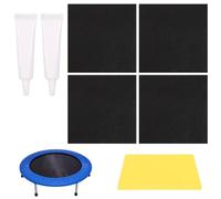Tinoaly Kit de Reparación Parches Autoadhesivos para Trampolín, 4 de Parches Cuadrados 10x10cm con 2 Botellas Pegamento y 1 Espátula Reparación Resistente Desgarros o Agujeros en Lona Exterior (Negro)