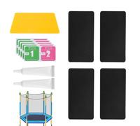 Tinoaly Kit de Reparación Parches Autoadhesivos para Trampolín, 4 de Parches Rectangulares 10x20cm con 2 Botellas Pegamento y 1 Espátula Reparación Resistente Desgarros o Agujeros en Lona (Negro)