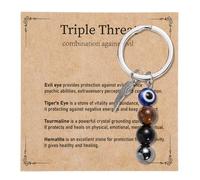 Tinoaly Llavero de Ojo Turco para Mujer, Piedra de Triple Protección Amuletos la Suerte con Ojo Turco Perfecto para Bolsos Coches y Regalos la Ansiedad