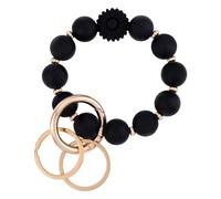 Tinoaly Llavero Pulsera con Margarita, Llavero con Cuentas de Silicona Anillo y Pulsera Linda para Llaves de Coche para Mujer (Negro)