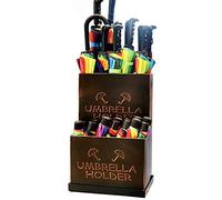 TINOMAD Paragüeros, Paragüeros Ligeros, Paragüero de Metal con diseño de Tiras de Acero y Bandeja de Goteo, Paragüero Grande o pequeño para Exteriores, Marrón