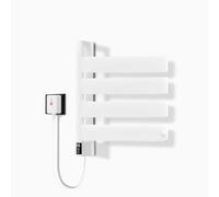 TINS Toallero Eléctrico, Blanco Toallero Electrico Baño con Pantalla LED, Rotación de 180° Toallero Baño Radiador, Temperatura Constante Inteligente Calentador de Toallas Pared- 44.4×44.4×9.5 cm
