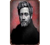 TINSAEGE Letrero de metal con diseño de retrato de Jake Gyllenhaal, letreros decorativos y placas para tu hogar, bar, club o decoración de pared, 8 x 12 pulgadas