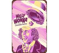 TINSAEGE Letrero de metal con diseño de Willy Wonka, letreros decorativos y placas para tu hogar, bar, club o decoración de pared, 8 x 12 pulgadas