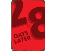 TINSAEGE Letrero de metal con diseño minimalista de póster de 28 días después, letreros decorativos y placas para tu hogar, bar, club o decoración de pared, 8 x 12 pulgadas