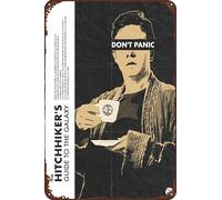 TINSAEGE Letrero de metal de hojalata con guía de autoestopista para la galaxia (2005) | Letreros decorativos y placas para tu hogar, bar, club o decoración de pared, 8 x 12 pulgadas