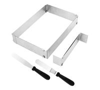Tinsellns Molde Rectangular Desmontable en Acero Inoxidable 5CM, Molde Rectangular para Mousse con 2 Espátulas - Ideal para Pasteles, Tiramisú y Tartas Horneadas