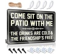 Tinsign Decor Come Sit On The Patio With Me The Drinks Are Cold And The Friendship Is Free - Letrero de metal para decoración de cueva de hombre (20 x 30 cm)