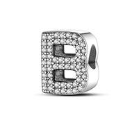 TINSLO B Alfabeto Charms Abalorios Colgante para mujer, plata de ley 925, compatible con pulseras y collares Pandora, compatible con pulseras europeas para mujeres y niñas