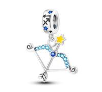 TINSLO Charms Abalorios Colgante para mujer Cumpleaños de 12 Signos del Zodiaco, plata de ley 925, compatible con pulseras y collares Pandora, compatible con pulseras europeas para mujeres y niñas