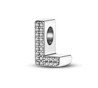 TINSLO L Alfabeto Charms Abalorios Colgante para mujer, plata de ley 925, compatible con pulseras y collares Pandora, compatible con pulseras europeas para mujeres y niñas