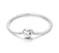 TINSLO Pulsera para mujer de plata de ley 925, pulseras con cierre de corazón, pulsera de serpiente, pulsera de eslabones para San Valentín, día de la madre, cumpleaños, Navidad, regalo para mujeres