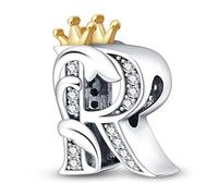 TINSLO R Alfabeto Charms Abalorios Colgante para mujer, plata de ley 925, compatible con pulseras y collares Pandora, compatible con pulseras europeas para mujeres y niñas