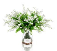 Tinsow 20 Pcs Artificial Lily of The Valley Faux Flowers Bell Orchid W