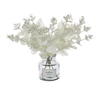 Tinsow 5 ramas de eucalipto artificiales de tacto real, tallo de hojas blancas, eucaliptos sintéticos, ramo de boda, centro de mesa, decoración del hogar de Navidad (blanco, 5)